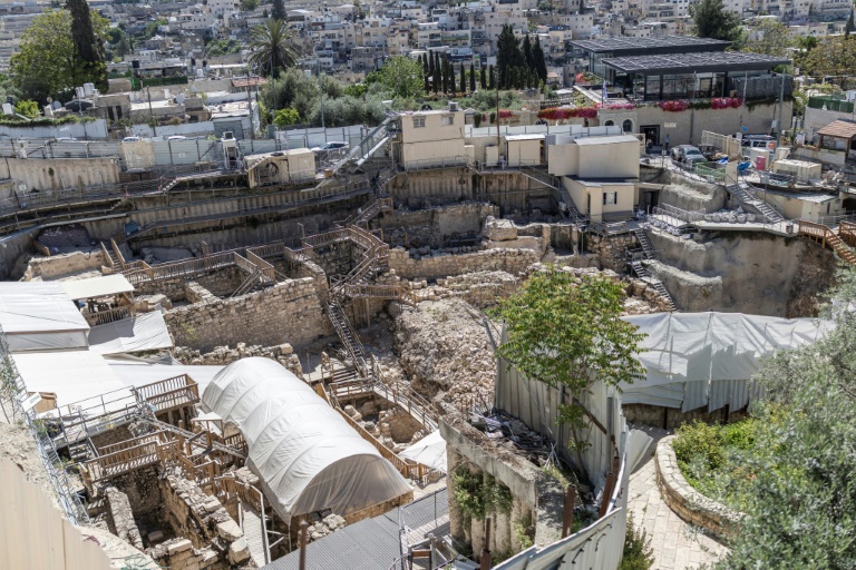 Vue générale du site archéologique la Cité de David à Jérusalem-Est, le 23 avril 2026