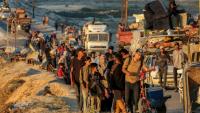 Des Palestiniens fuient la ville de Gaza en direction du sud, le 13 septembre 
2025