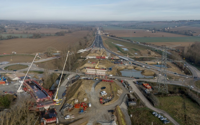 Le chantier de l'A69 près de Verfeil (Haute-Garonne) le 27 février 2025