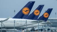 Des avions de la compagnie allemande Lufthansa au sol à l'aéroport international de Munich, lors d'une grève le 20 février 2024