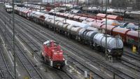 Trains de marchandises de la Deutsche Bahn, près de la gare de Hagen, le 11 mars 2024.