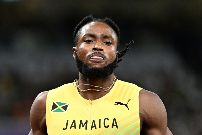 Le sprinteur jamaïcain Kishane Thompson lors des séries du 100 m aux Mondiaux de Tokyo, le 13 septembre 2025