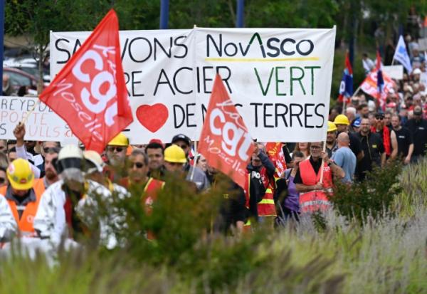 Manifestation de soutien aux employés de Novasco à Hagondage (nord-est), le 4 septembre 2025