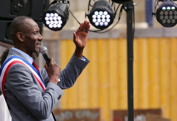 Bally Bagayoko, maire de Saint-Denis, lors d'un rassemblement contre le racisme, Saint-Denis, le 4 avril 2026