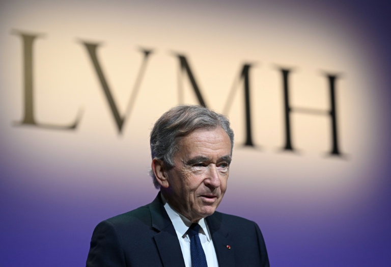 Première fortune française, Bernard Arnault lors de la présentation des résultats de son groupe de luxe LVMH le 26 janvier 2023 à Paris