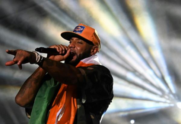 Le rappeur français Booba en concert à Abidjan, en Côte d'Ivoire, le 30 avril 2023