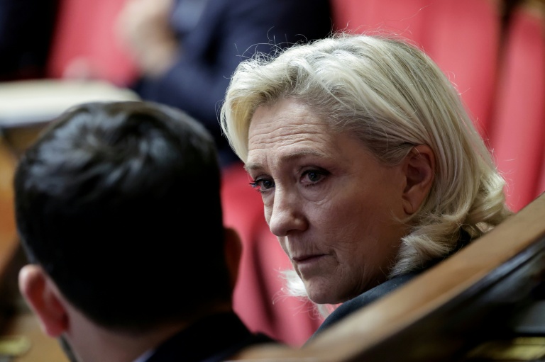 La présidente des députés du Rassemblement national, Marine Le Pen, à l'Assemblée nationale, Paris, le 27 octobre 2025