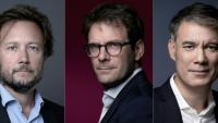 De g. à d.: Boris Vallaud, Nicolas Mayer-Rossignol et Olivier Faure