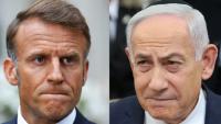 Photomontage du 20 août 2025 montrant le président français Emmanuel Macron et le Premier ministre israélien Benjamin Netanyahu