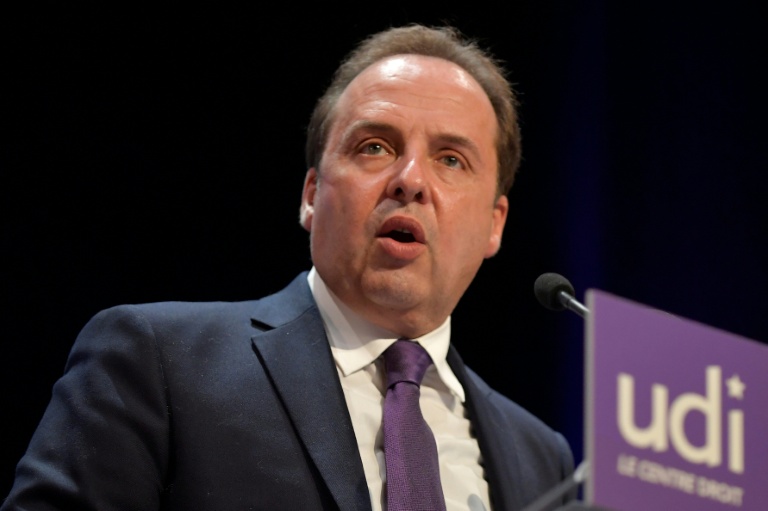 Jean-Christophe Lagarde, alors président de l'UDI, lors d'un conseil extraodinaire du parti à Vincennes, près de Paris, le 22 janvier 2022