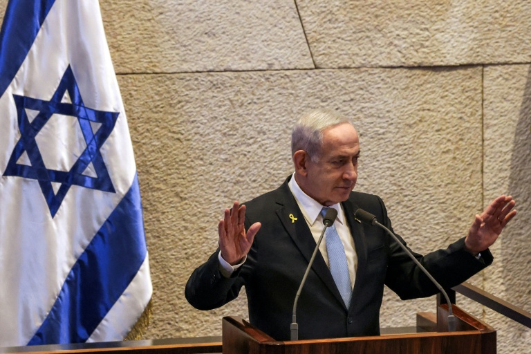 Le Premier ministre israélien Benjamin Netanyahu lors d'une session du Parlement israélien (Knesset), le 11 juin 2025 à Jérusalem