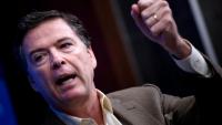 L'ancien directeur du FBI, la police fédérale américaine, James Comey, en promotion de son livre "A Higher Loyalty" à la Brookings Institution à Washington DC, le 11 mai 2018
