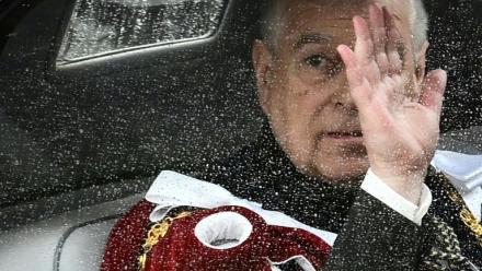 L'ex-prince Andrew, alors non déchu de son titre, après le courinnement du roi Charles III à Londres le 6 mai 2023