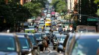 Embouteillage dans le quartier de Manhattan, le 29 juillet 2025 à New York