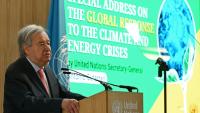 Le secrétaire général de l'ONU, Antonio Guterres, lors d'un discours à la London Climate Action Week à Londres, le 23 juin 2026
