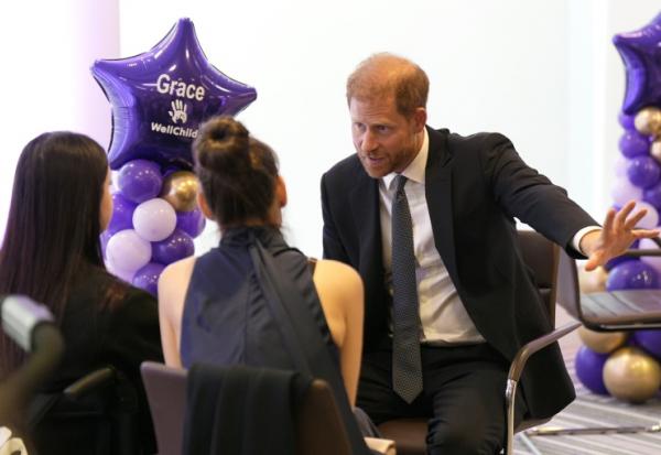 Le prince Harry, lors du gala de charité de l'organisation WellChild en faveur d'enfants handicapés, dont il est le parrain, le 8 septembre 2025 à Londres