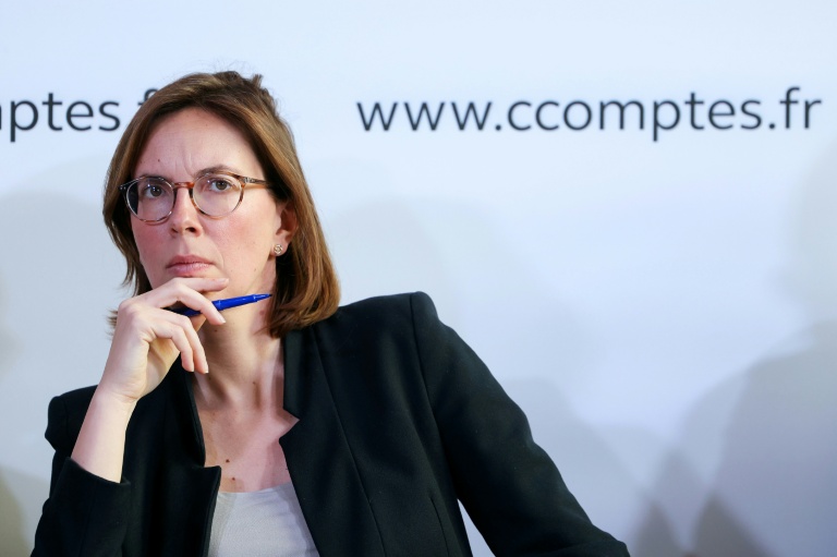 Amélie de Montchalin, première présidente de la Cour des comptes et ex-ministre des Comptes publics, lors d'une conférence de presse à Paris, le 25 mars 2026