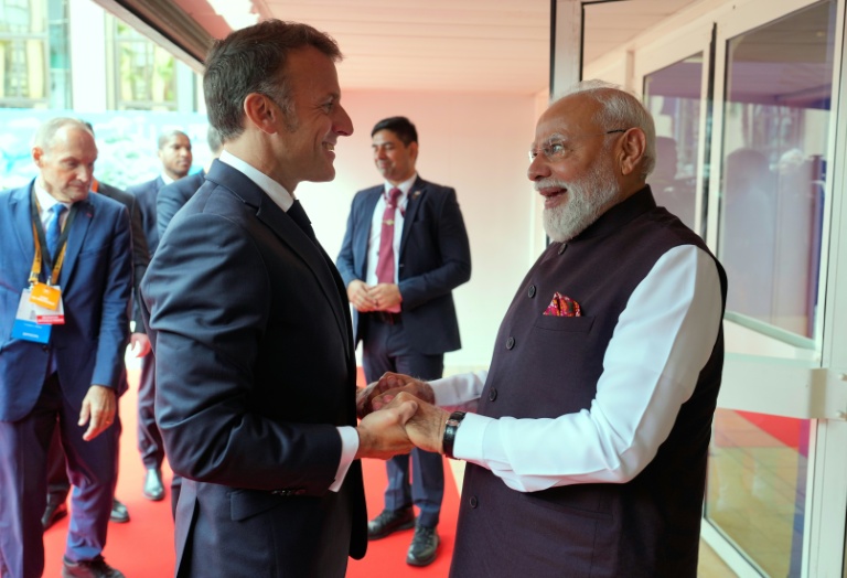 Le président Emmanuel Macron et le Premier ministre indien Narendra Modi à Nice, le 14 juin 2026
