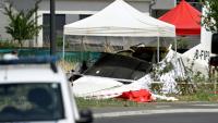 L'épave d'un avion Pilatus PC-6 après son crash à Tomblaine, près de Nancy, le 28 juin 2026 en Meurthe-et-Moselle