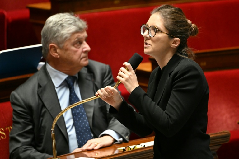 
La ministre déléguée chargée de l'Egalité femmes-hommes, Aurore Bergé, à l'Assemblée nationale le 3 décembre 2025