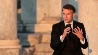 Emmanuel Macron s'exprime dans l'Agora romaine, à Athènes, le 24 avril 2026