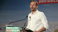 L'écologiste David Belliard, candidat à la mairie de Paris, lors d'un meeting à Paris le 23 juin 2025