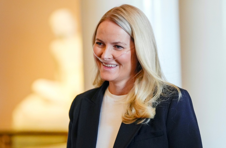 La princesse de Norvège Mette-Marit à son arrivée à une réception au palais royal d'Oslo, le 10 avril 2026