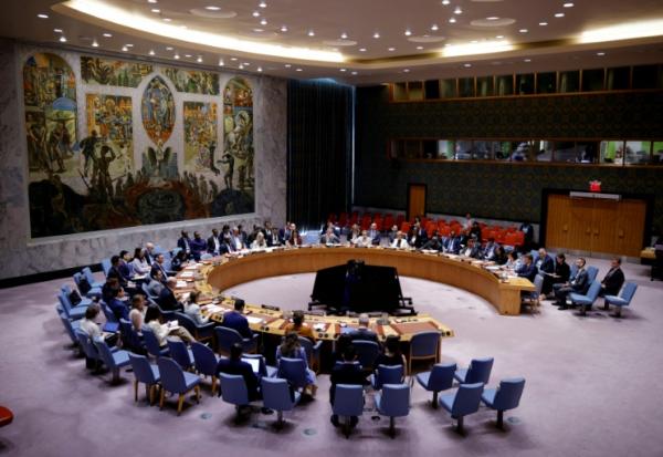Le Conseil de sécurité de l'ONU lors d'un vote d'urgence sur la guerre en Ukraine, le 27 juillet 2026.