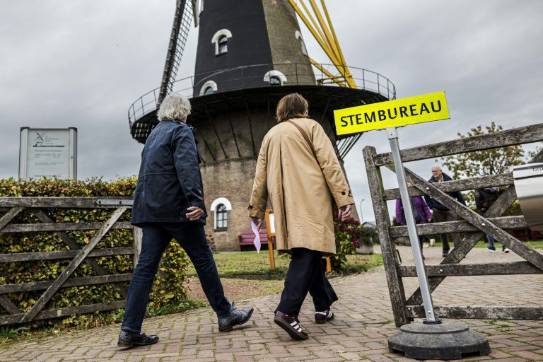Des néerlandais viennent voter à Oisterwijk, dans le sud des Pays-Bas, le 29 octobre 2025