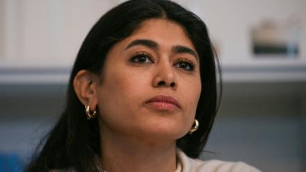 L'eurodéputée LFI Rima Hassan, le 3 avril 2026 à Paris