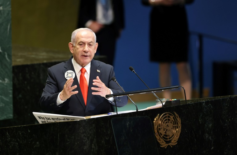 Le Premier ministre israélien Benjamin Netanyahu à la tribune des Nations unies, le 26 septembre 2025 à New York