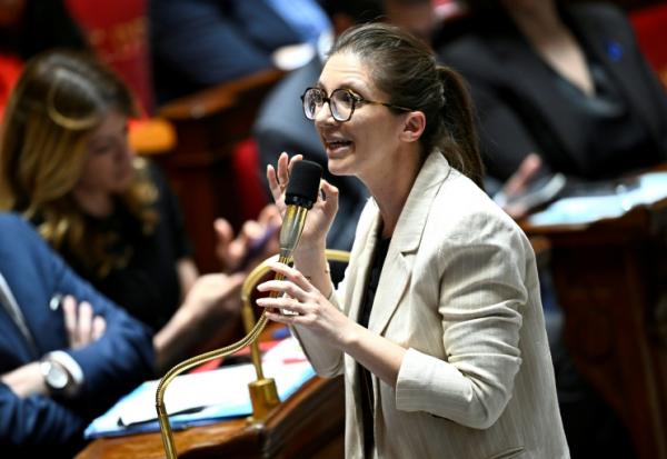 Aurore Bergé, secrétaire d'État chargée de l'Égalité, lors d'une séance de questions au gouvernement à l'Assemblée nationale, le7 avril 2026 à Paris