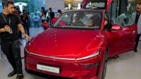 Une Model Y, du spécialiste américain des véhicules électriques Tesla, à Bombay (Inde) le 15 juillet 2025