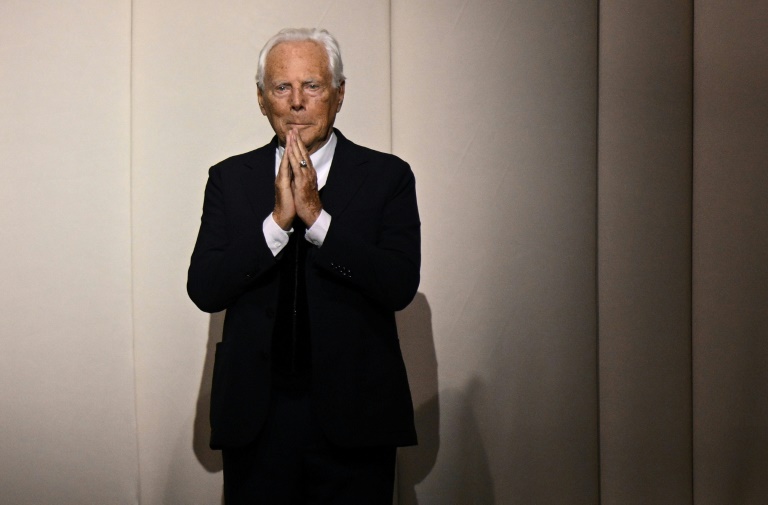 Le créateur de mode italien Giorgio Armani au défilé Haute-Couture Automne-Hiver 2023/2024 à Paris, le 4 juillet 2023