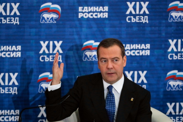 Dmitri Medvedev, chef de Russie Unie, lors d'un congrès du parti en novembre 2019 à Moscou