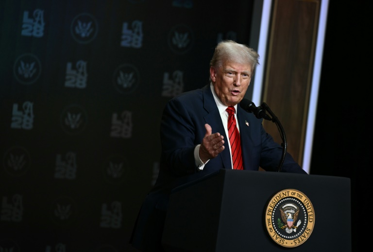 Le président américain Donald Trump lors d'une conférence de presse à la Maison Blanche le 5 août 2025
