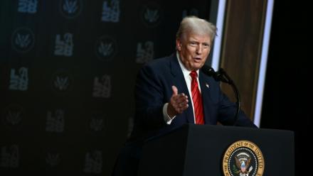 Le président américain Donald Trump lors d'une conférence de presse à la Maison Blanche le 5 août 2025