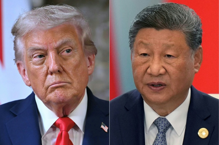Portraits des présidents américain Donald Trump et chinois Xi Jinping