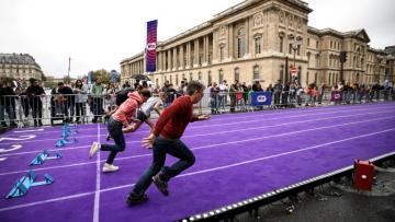Des participants à Paris lors d'une course organisée dans le cadre de la première Fête du sport, avec plus de 5.000 événements dans toute la France, le 14 septembre 2025