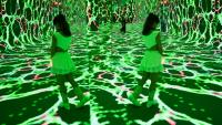 Des visualisations immersives de l'exposition "Machine Dreams : Rainforest", projetées à Dataland, le musée des arts de l'IA, à Los Angeles, en Californie, le 9 juin 2026
