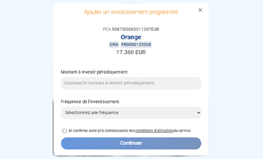 Ajout d'un investissement programmé 2 sur 4
